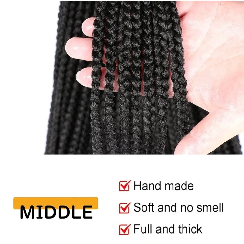 26 Inch Pre-Looped Crochet Box Braids Natural Black Synthetic Hair 6 Packs